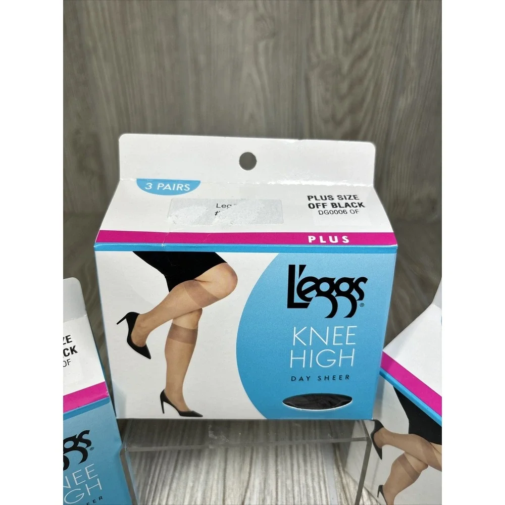 Women's L'eggs DAY SHEER Knee Highs PLUS SIZE Off-Black NEW — 9‎ Pair Lot NIP